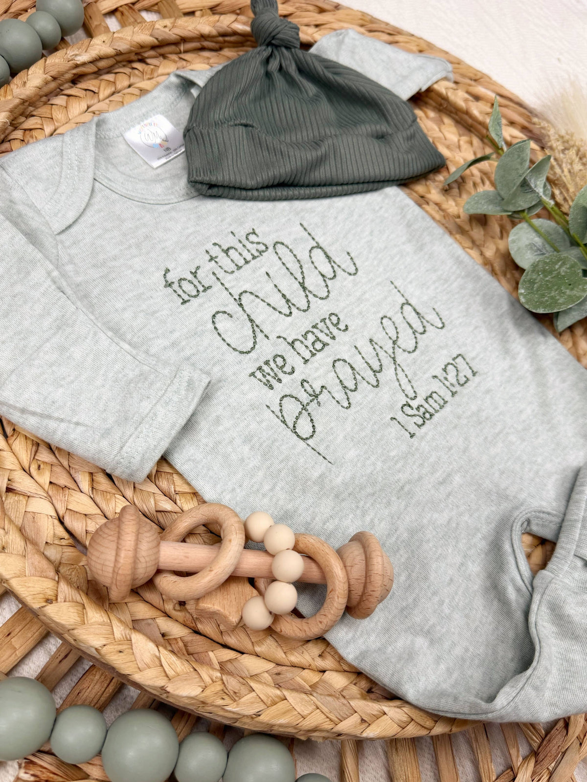 Baby Romper | For This Child We Have Prayed | Green