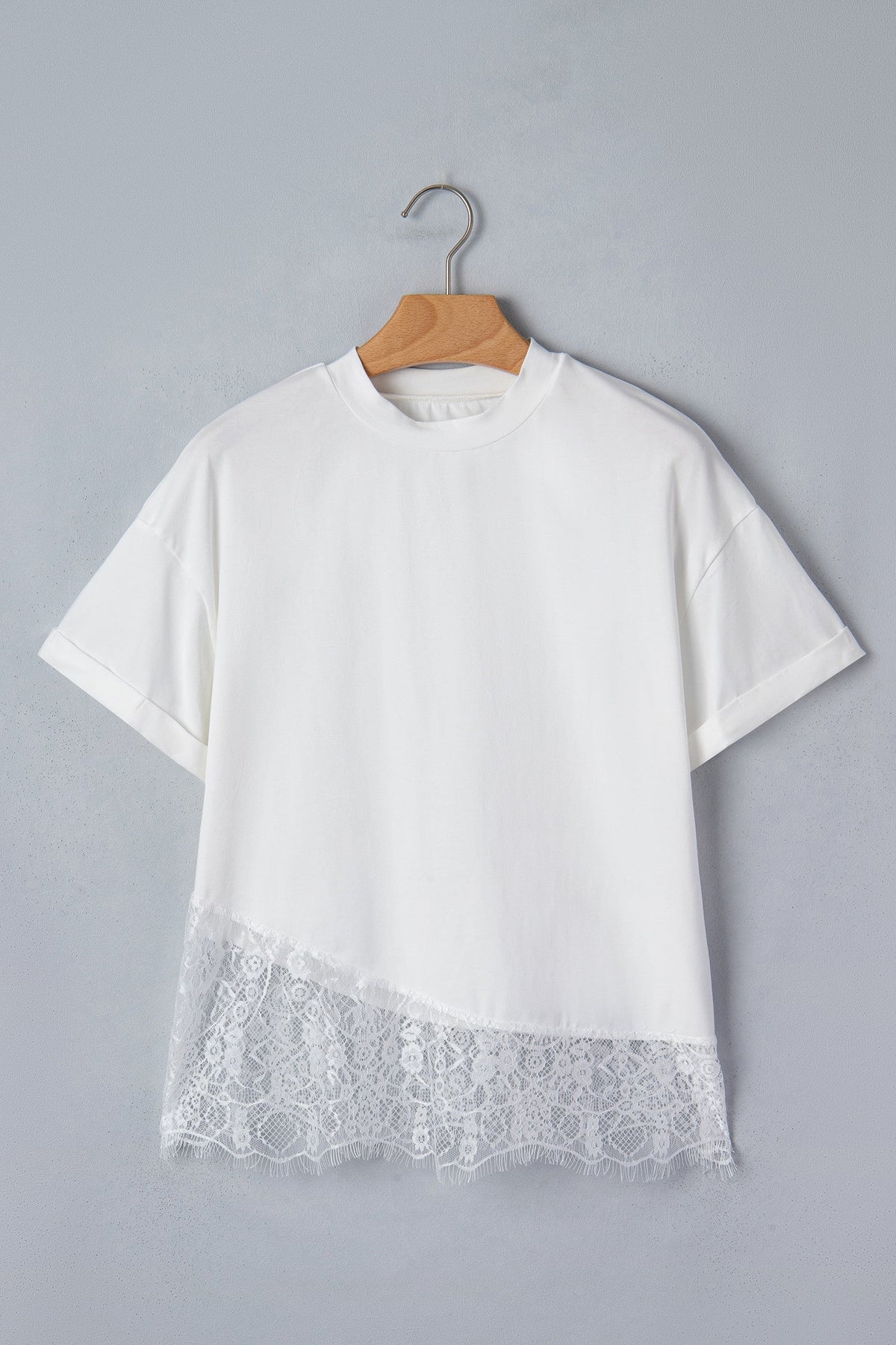 White-Lace Asymmetric Blouse