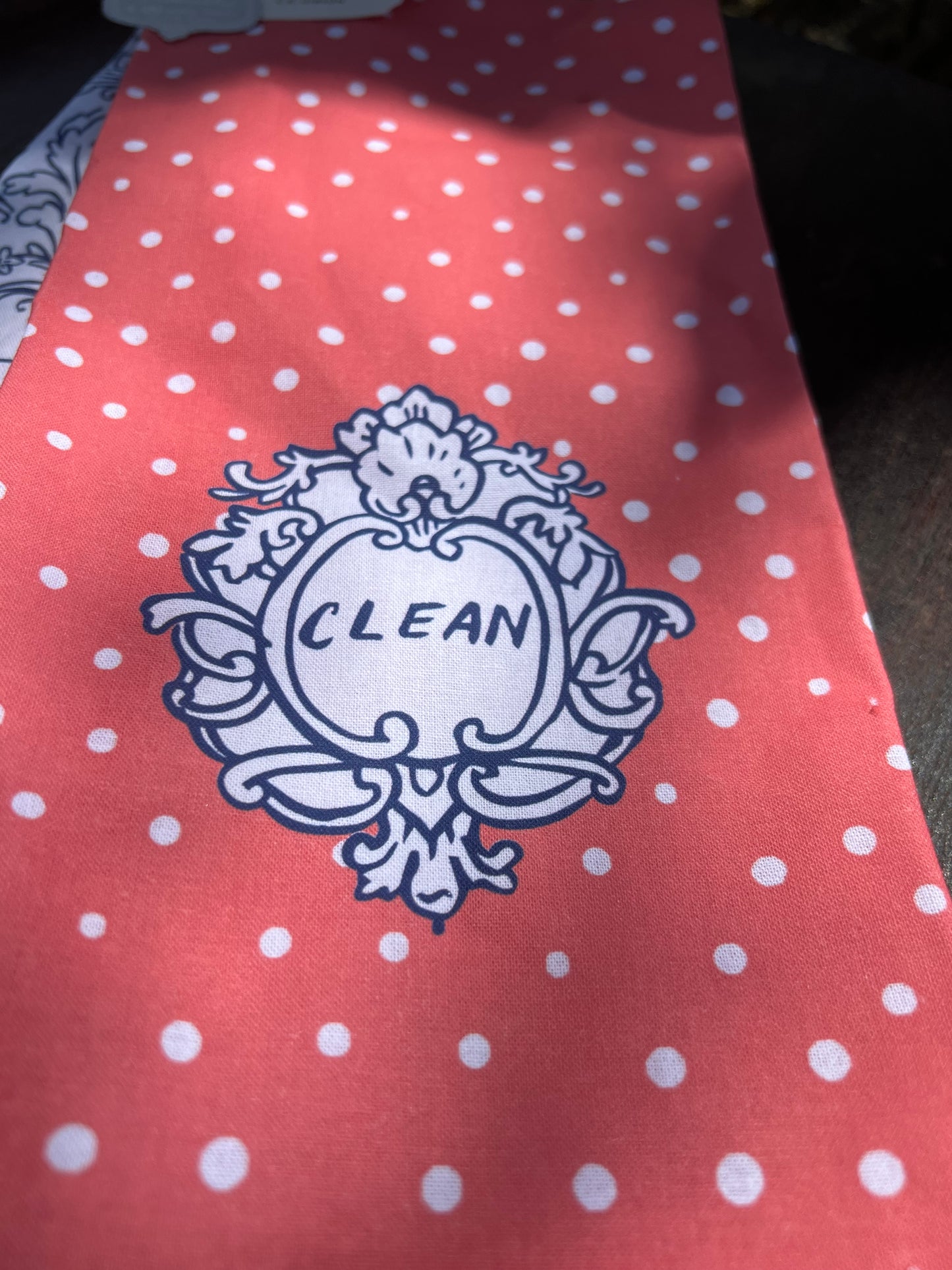 Flourish Coral & Blue Designer Dish Towel Set of 2
